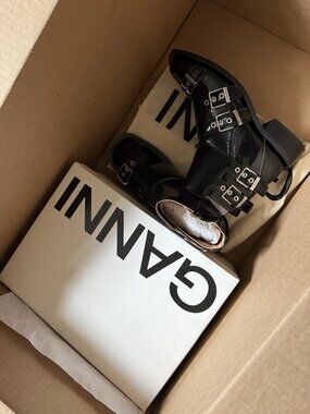 GANNI Buckle Feminine Naplack Boots